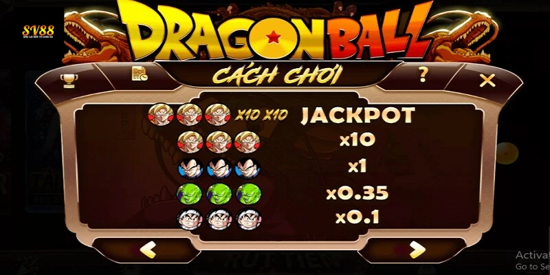 Các mức cược đang được áp dụng tại nổ hũ Dragon Ball Z